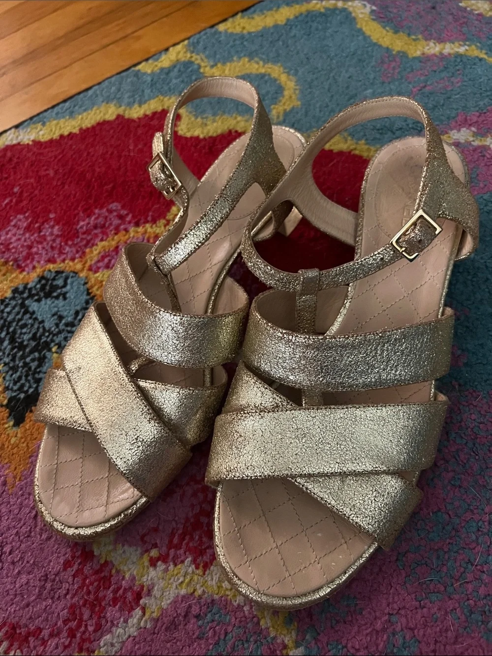 CHANEL Gold Sandal Women’s 39.5